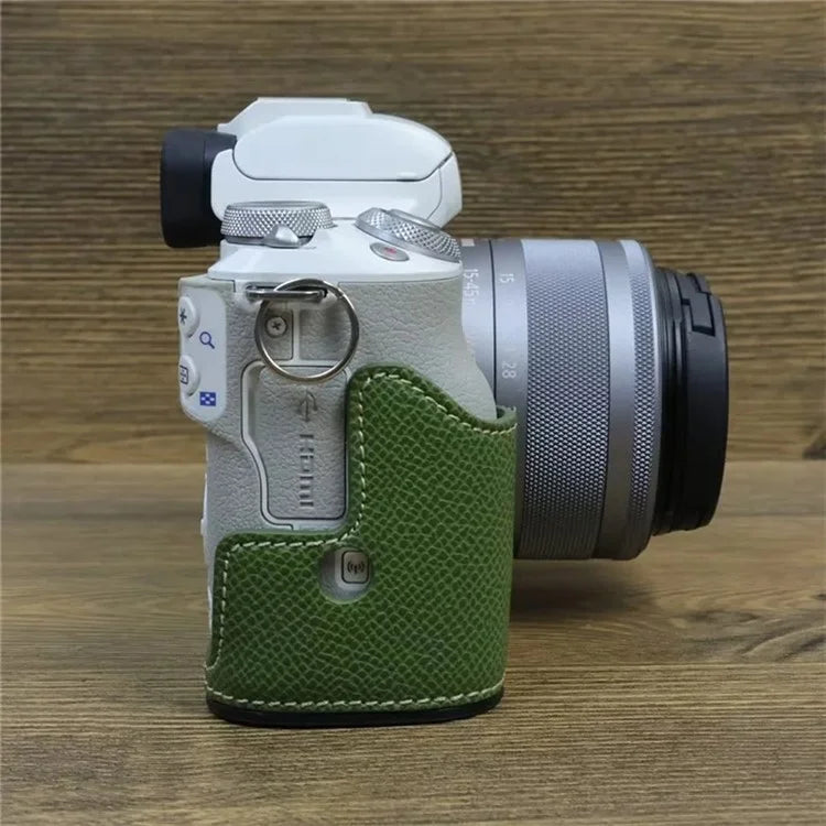For Canon EOS M50 Mark II PU Leather Bottom Case Half Body Camera Protection Cover