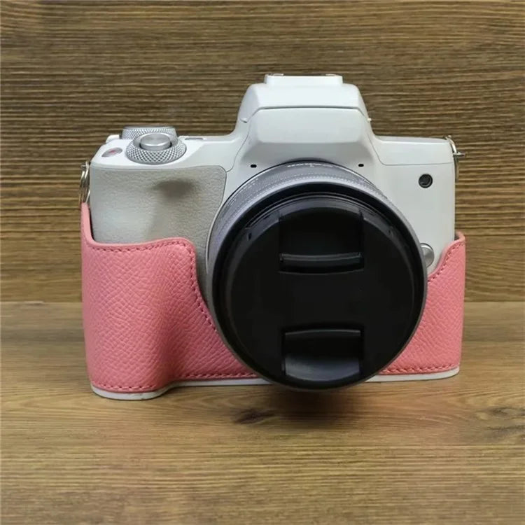 For Canon EOS M50 Mark II PU Leather Bottom Case Half Body Camera Protection Cover