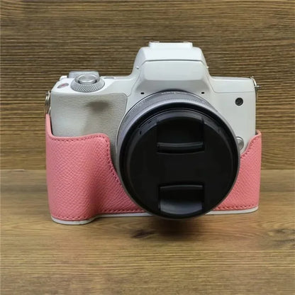 For Canon EOS M50 Mark II PU Leather Bottom Case Half Body Camera Protection Cover