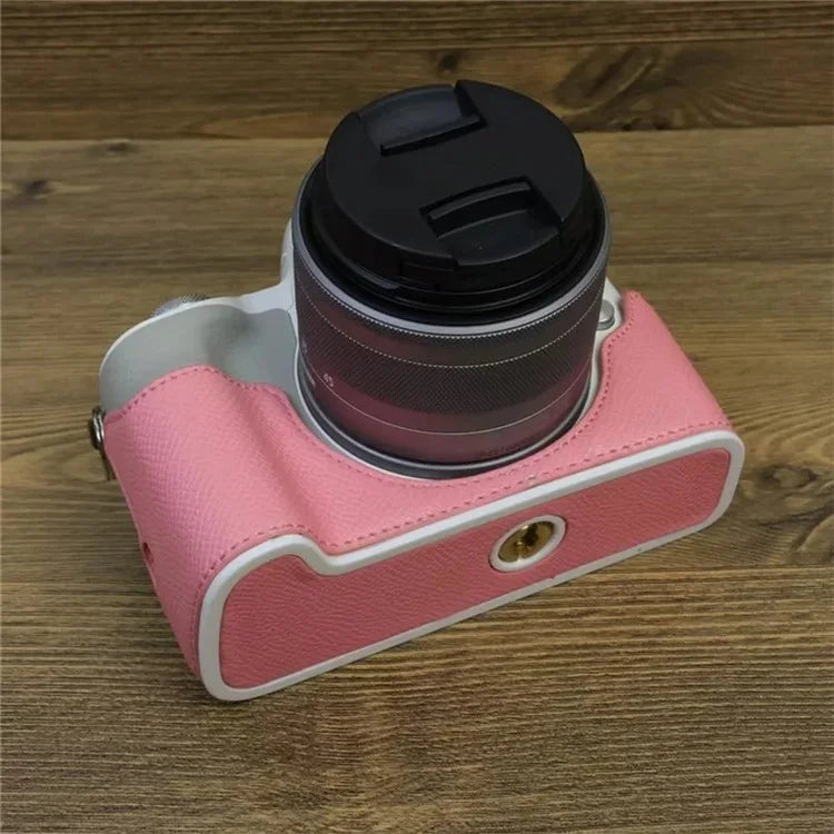For Canon EOS M50 Mark II PU Leather Bottom Case Half Body Camera Protection Cover