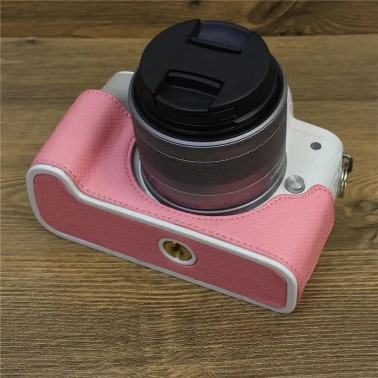 For Canon EOS M50 Mark II PU Leather Bottom Case Half Body Camera Protection Cover