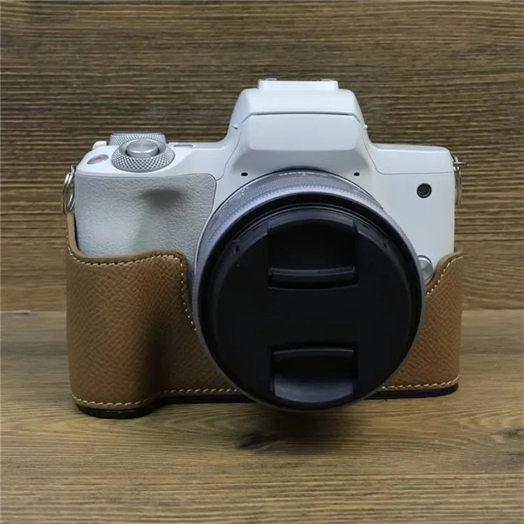 For Canon EOS M50 Mark II PU Leather Bottom Case Half Body Camera Protection Cover
