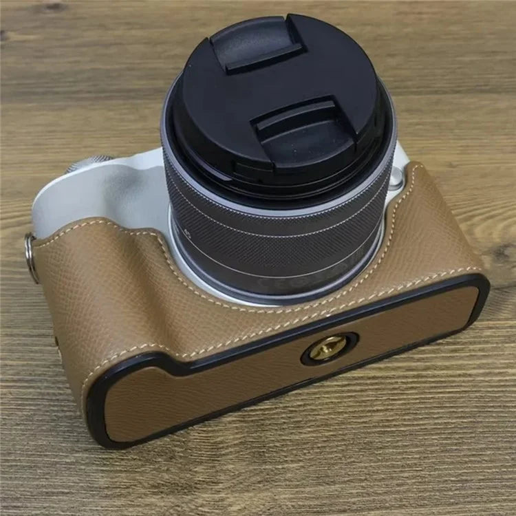 For Canon EOS M50 Mark II PU Leather Bottom Case Half Body Camera Protection Cover