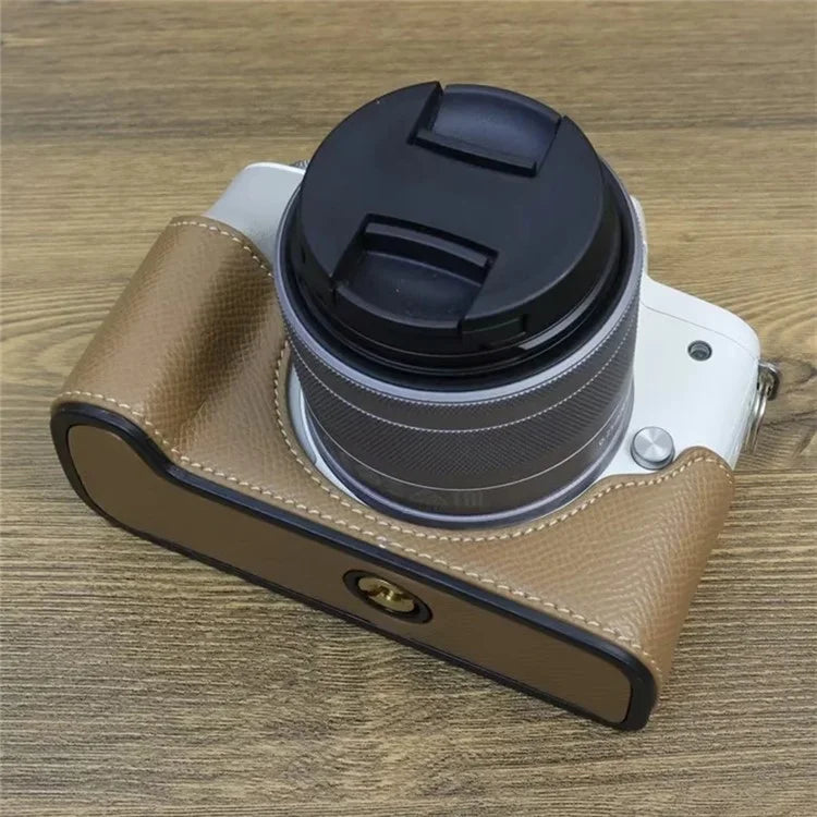 For Canon EOS M50 Mark II PU Leather Bottom Case Half Body Camera Protection Cover