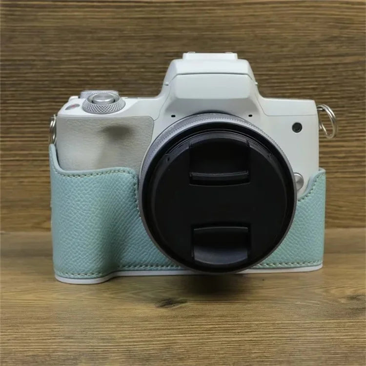 For Canon EOS M50 Mark II PU Leather Bottom Case Half Body Camera Protection Cover