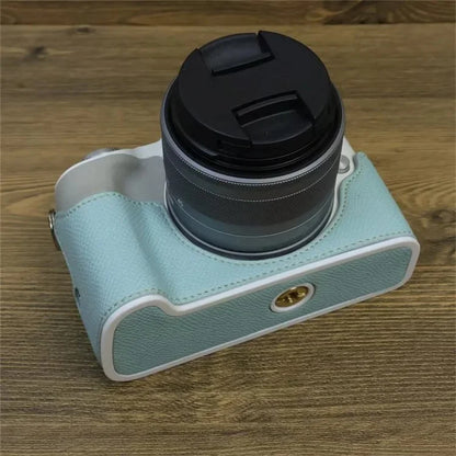 For Canon EOS M50 Mark II PU Leather Bottom Case Half Body Camera Protection Cover