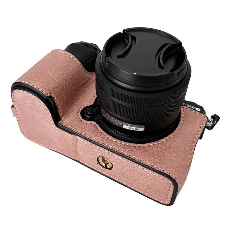 For Fujifilm X-S20 Camera Case Buffalo Texture PU Leather Half Body Camera Cover with Battery Opening