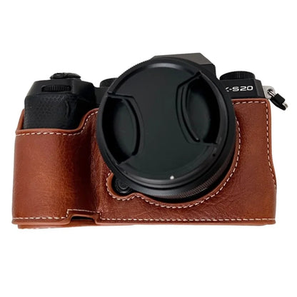 For Fujifilm X-S20 Camera Case Buffalo Texture PU Leather Half Body Camera Cover with Battery Opening