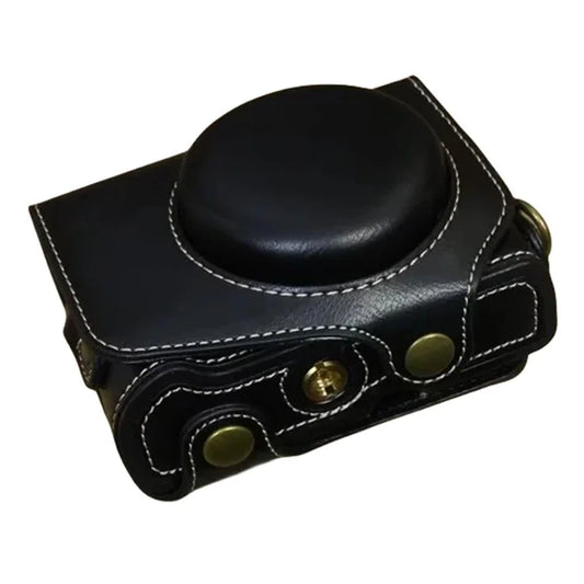 For Canon PowerShot G7 X Mark II / G7 X Mark III Camera Case PU Leather Camera Cover with Shoulder Strap