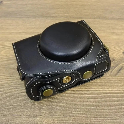 For Canon PowerShot G7 X Mark II / G7 X Mark III Camera Case PU Leather Camera Cover with Shoulder Strap