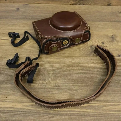 For Canon PowerShot G7 X Mark II / G7 X Mark III Camera Case PU Leather Camera Cover with Shoulder Strap