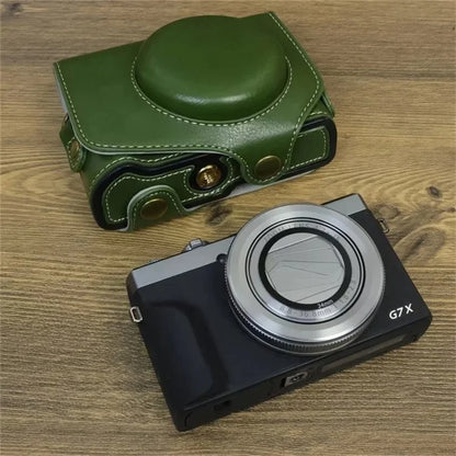 For Canon PowerShot G7 X Mark II / G7 X Mark III Camera Case PU Leather Camera Cover with Shoulder Strap
