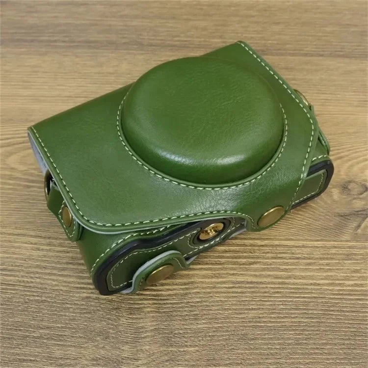 For Canon PowerShot G7 X Mark II / G7 X Mark III Camera Case PU Leather Camera Cover with Shoulder Strap