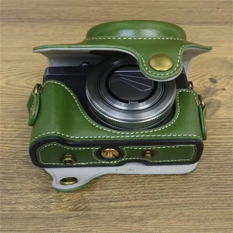 For Canon PowerShot G7 X Mark II / G7 X Mark III Camera Case PU Leather Camera Cover with Shoulder Strap