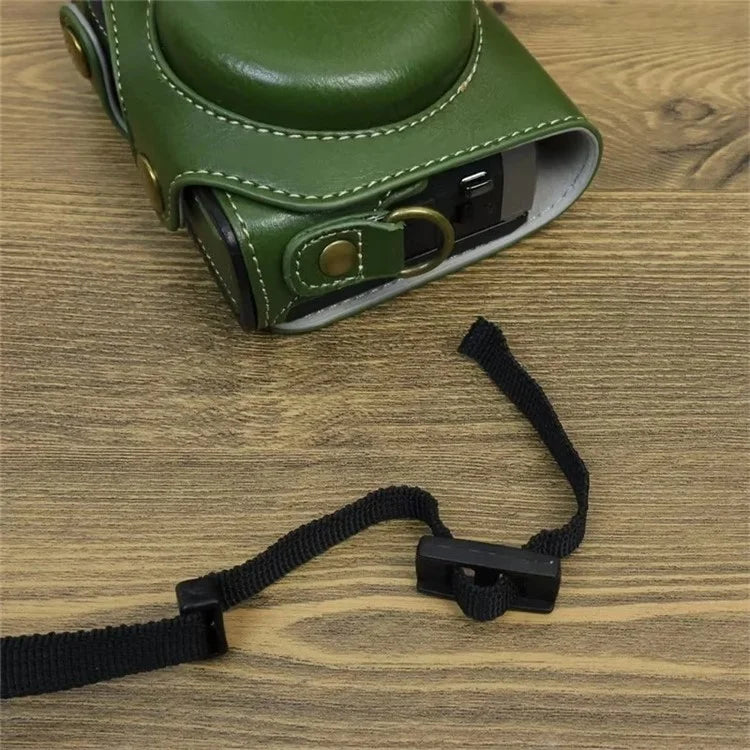 For Canon PowerShot G7 X Mark II / G7 X Mark III Camera Case PU Leather Camera Cover with Shoulder Strap