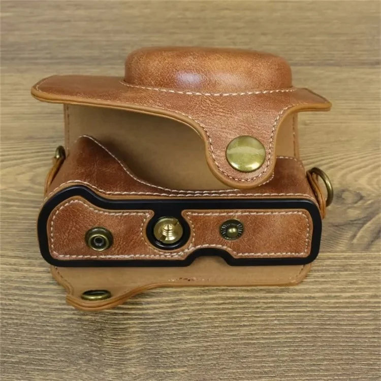 For Canon PowerShot G7 X Mark II / G7 X Mark III Camera Case PU Leather Camera Cover with Shoulder Strap