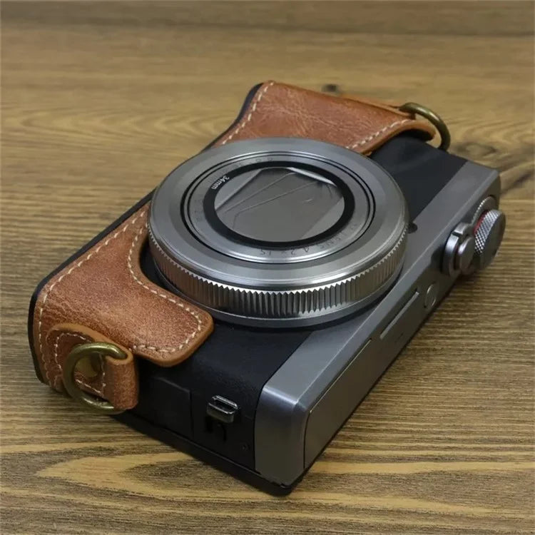 For Canon PowerShot G7 X Mark II / G7 X Mark III Camera Case PU Leather Camera Cover with Shoulder Strap