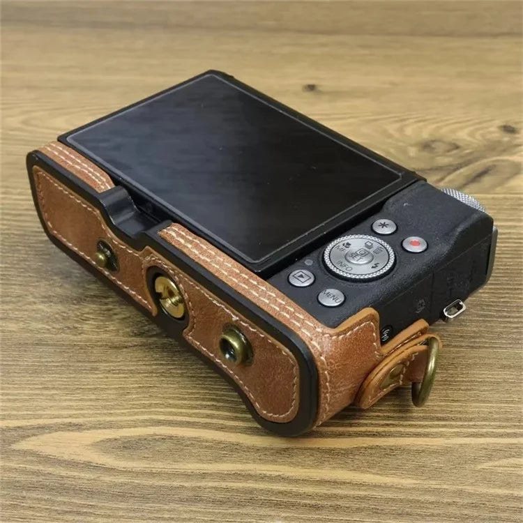For Canon PowerShot G7 X Mark II / G7 X Mark III Camera Case PU Leather Camera Cover with Shoulder Strap