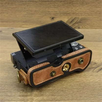 For Canon PowerShot G7 X Mark II / G7 X Mark III Camera Case PU Leather Camera Cover with Shoulder Strap