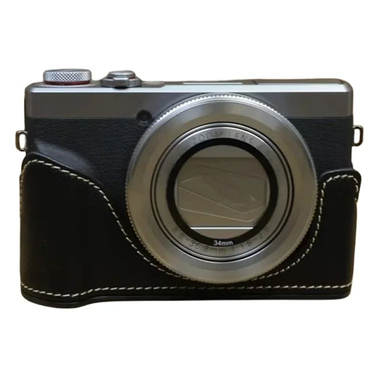 For Canon PowerShot G7 X Mark II / G7 X Mark III Leather Camera Case Half Body Protective Cover