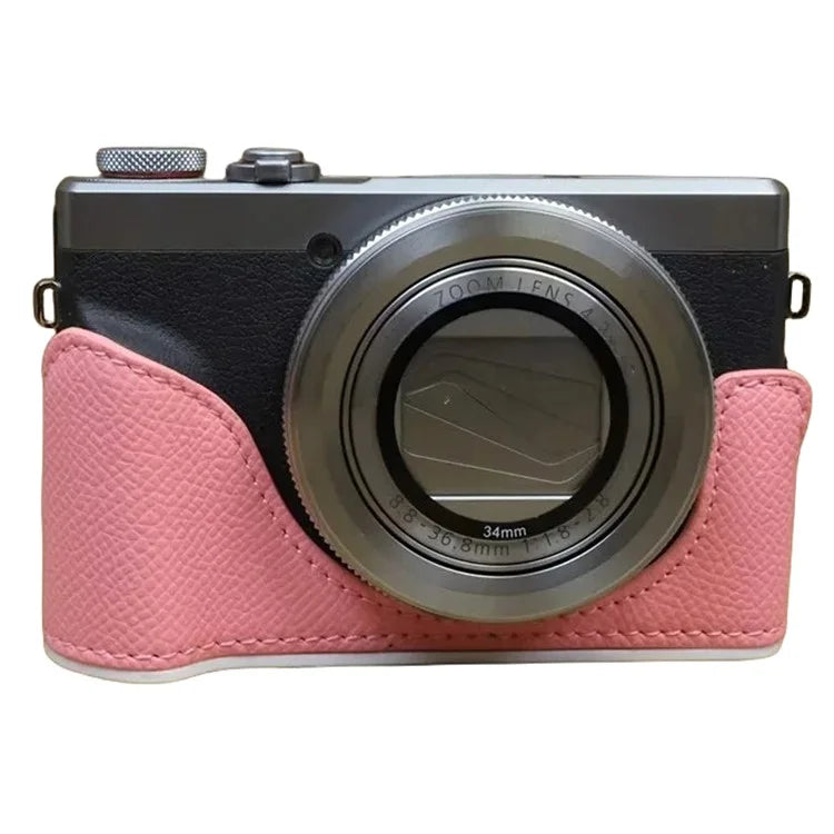 For Canon PowerShot G7 X Mark II / G7 X Mark III Leather Camera Case Half Body Protective Cover