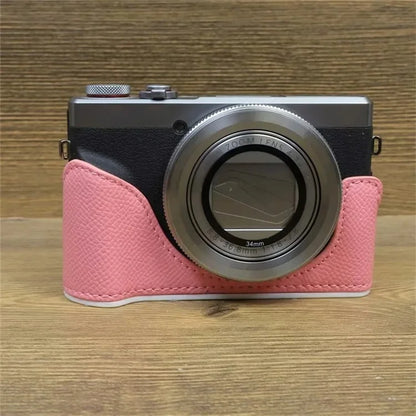 For Canon PowerShot G7 X Mark II / G7 X Mark III Leather Camera Case Half Body Protective Cover