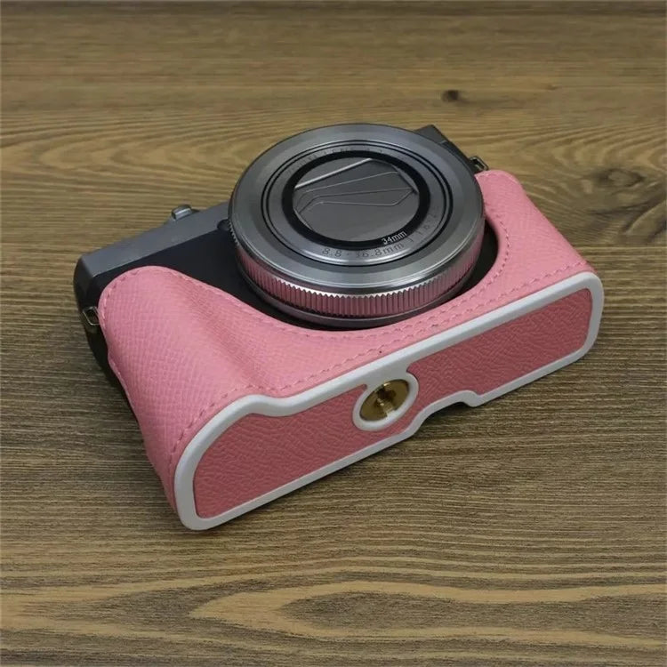 For Canon PowerShot G7 X Mark II / G7 X Mark III Leather Camera Case Half Body Protective Cover