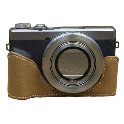 For Canon PowerShot G7 X Mark II / G7 X Mark III Leather Camera Case Half Body Protective Cover