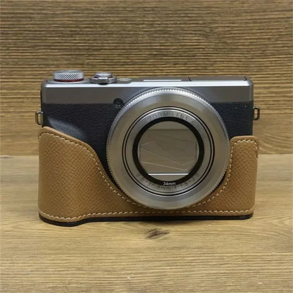 For Canon PowerShot G7 X Mark II / G7 X Mark III Leather Camera Case Half Body Protective Cover