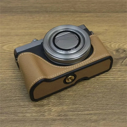 For Canon PowerShot G7 X Mark II / G7 X Mark III Leather Camera Case Half Body Protective Cover