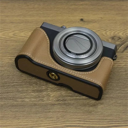 For Canon PowerShot G7 X Mark II / G7 X Mark III Leather Camera Case Half Body Protective Cover