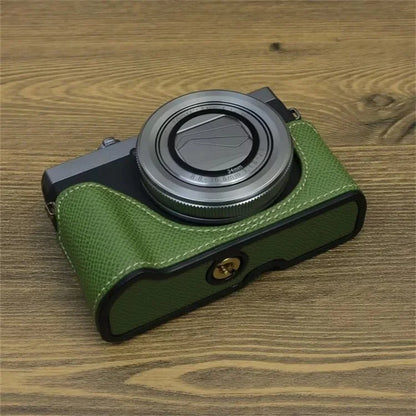 For Canon PowerShot G7 X Mark II / G7 X Mark III Leather Camera Case Half Body Protective Cover
