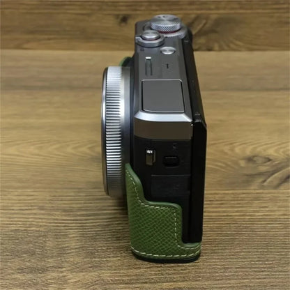 For Canon PowerShot G7 X Mark II / G7 X Mark III Leather Camera Case Half Body Protective Cover
