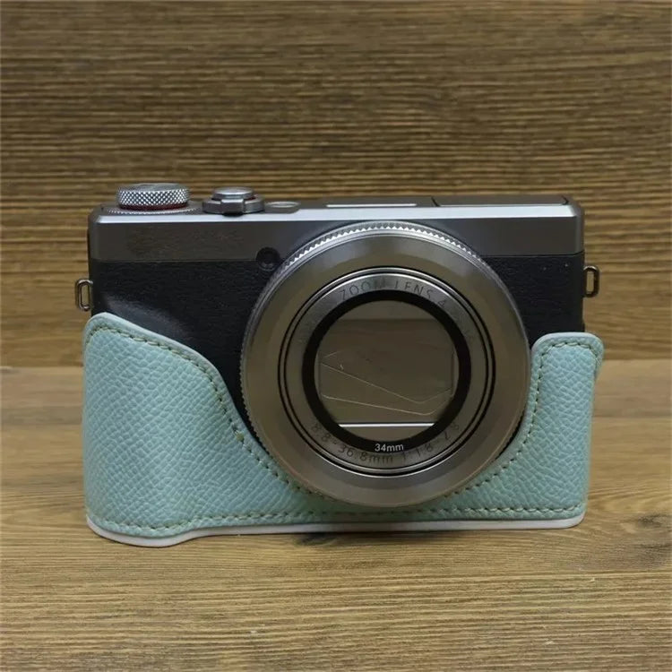 For Canon PowerShot G7 X Mark II / G7 X Mark III Leather Camera Case Half Body Protective Cover