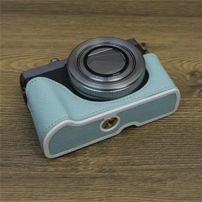 For Canon PowerShot G7 X Mark II / G7 X Mark III Leather Camera Case Half Body Protective Cover