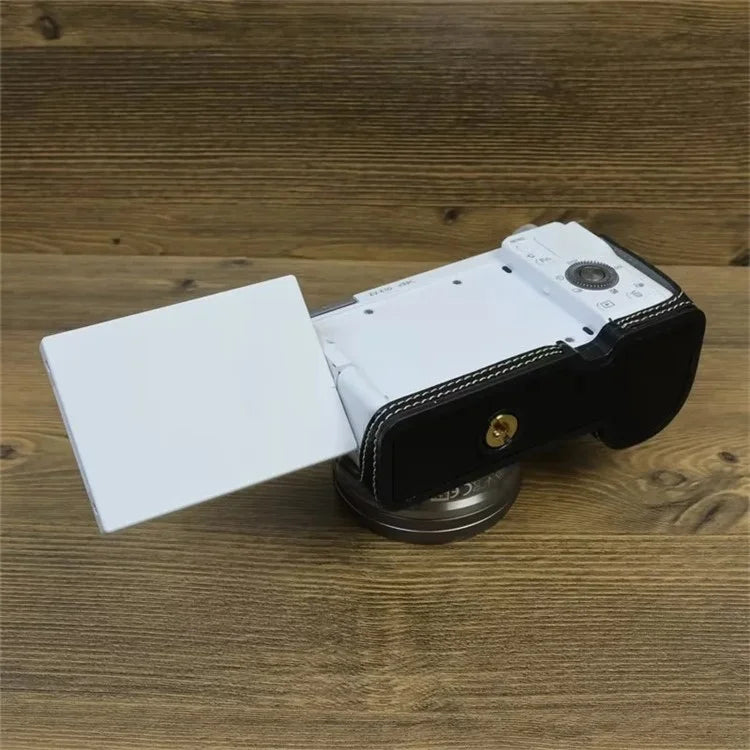 For Sony ZV-E10 PU Leather Camera Case Half Body Scratch Resistant Protective Cover