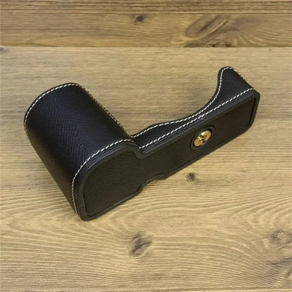For Sony ZV-E10 PU Leather Camera Case Half Body Scratch Resistant Protective Cover