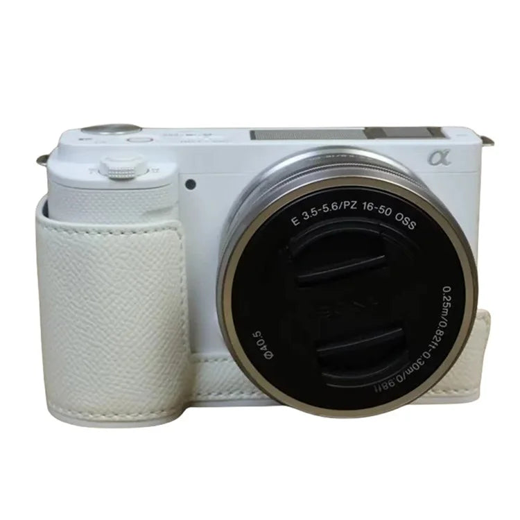 For Sony ZV-E10 PU Leather Camera Case Half Body Scratch Resistant Protective Cover