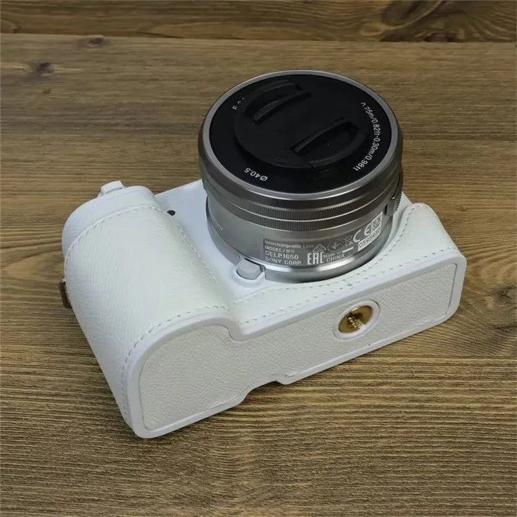 For Sony ZV-E10 PU Leather Camera Case Half Body Scratch Resistant Protective Cover