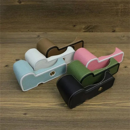 For Sony ZV-E10 PU Leather Camera Case Half Body Scratch Resistant Protective Cover