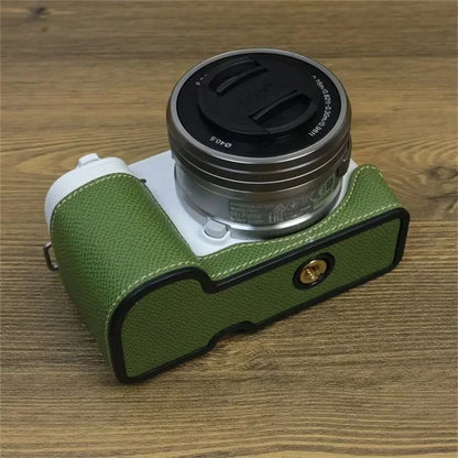 For Sony ZV-E10 PU Leather Camera Case Half Body Scratch Resistant Protective Cover