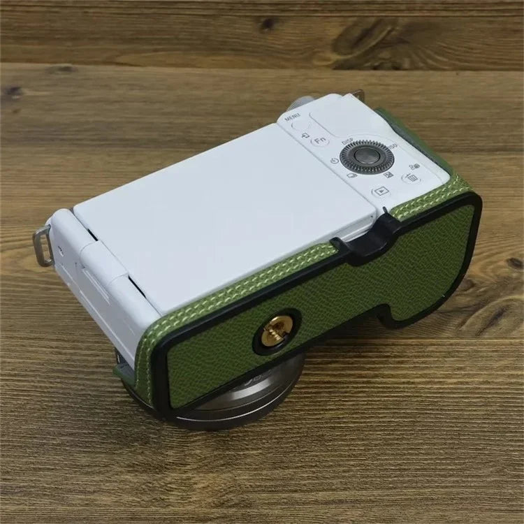 For Sony ZV-E10 PU Leather Camera Case Half Body Scratch Resistant Protective Cover