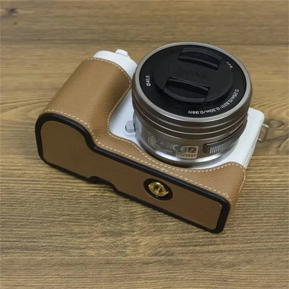 For Sony ZV-E10 PU Leather Camera Case Half Body Scratch Resistant Protective Cover