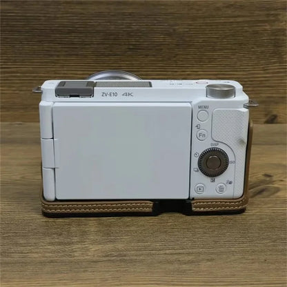 For Sony ZV-E10 PU Leather Camera Case Half Body Scratch Resistant Protective Cover