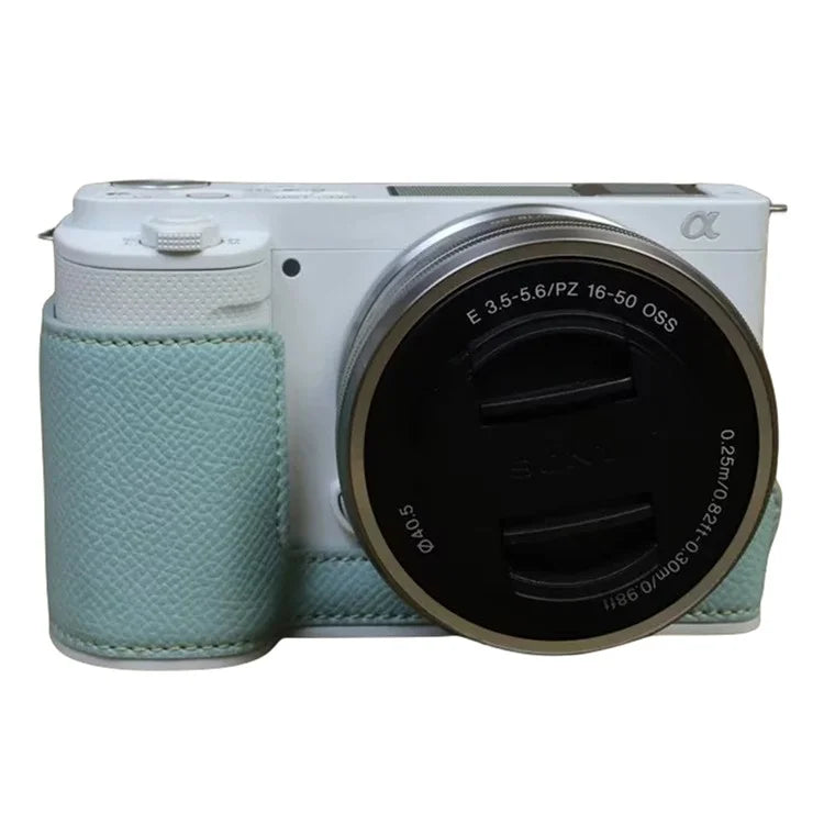 For Sony ZV-E10 PU Leather Camera Case Half Body Scratch Resistant Protective Cover