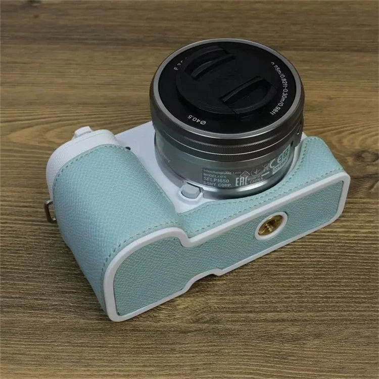 For Sony ZV-E10 PU Leather Camera Case Half Body Scratch Resistant Protective Cover