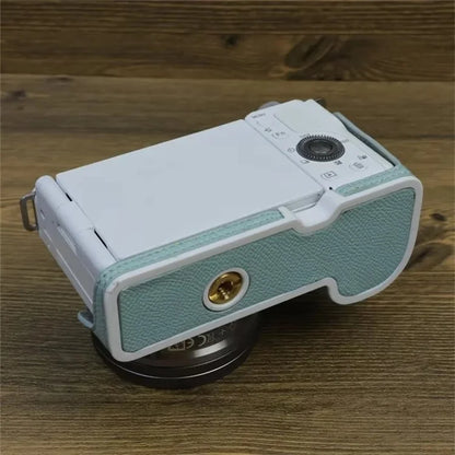 For Sony ZV-E10 PU Leather Camera Case Half Body Scratch Resistant Protective Cover