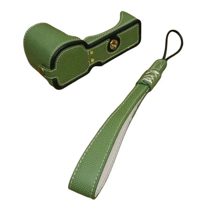 For Sony ZV-E10 PU Leather Bottom Case Battery Opening Design Camera Half Body Cover with Hand Strap