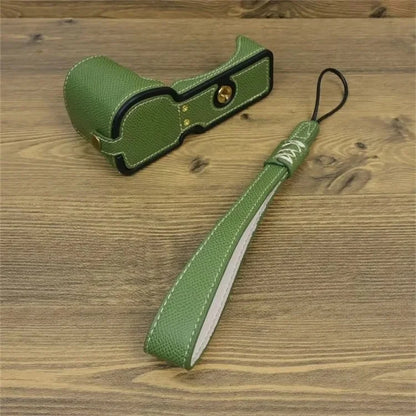 For Sony ZV-E10 PU Leather Bottom Case Battery Opening Design Camera Half Body Cover with Hand Strap