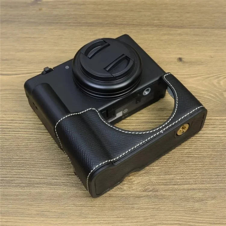 For Sony ZV-1 II / ZV-1F Camera Case PU Leather Half Body Protective Cover with Screw